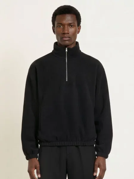 Sandro Sweter Typu Troyer Oversize Z Polaru schwarz czarny
