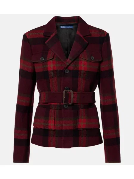 Sacou Polo Ralph Lauren de lână în carouri roșu