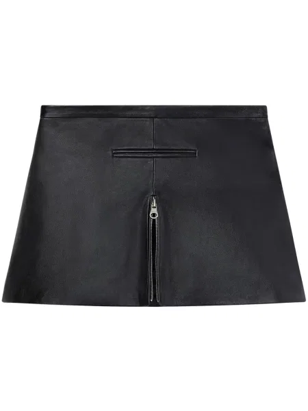 Spódnica skórzana Courreges czarna