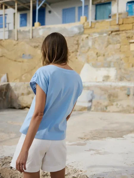 Bluza Moodo s čipkom plava