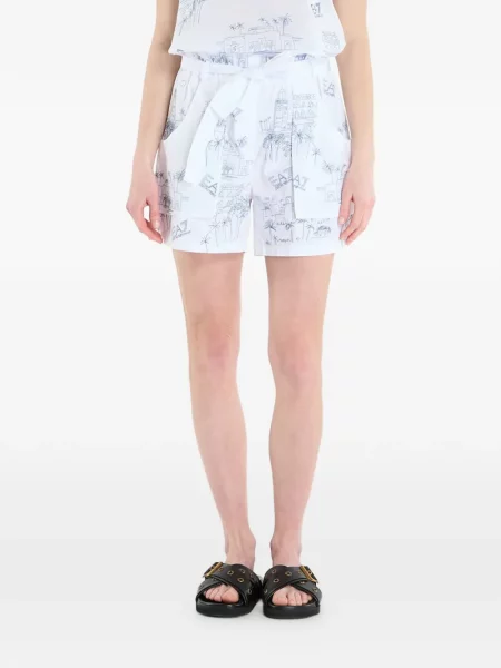 Pantaloni scurți Ea7 Emporio Armani cu imagine cu legături alb