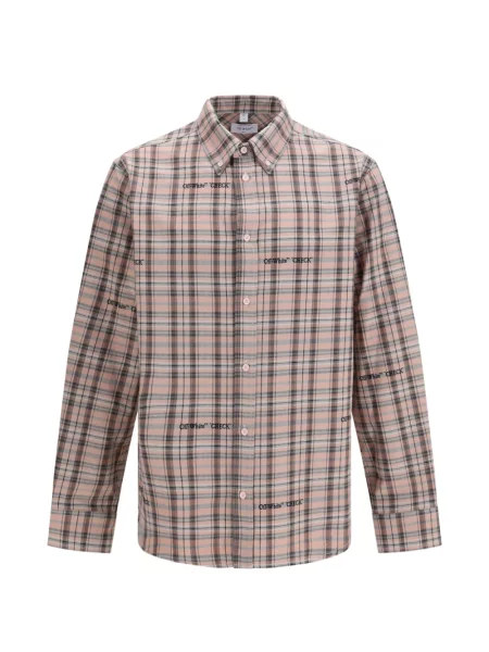 Cămașă Off-white în carouri de flanelă alb