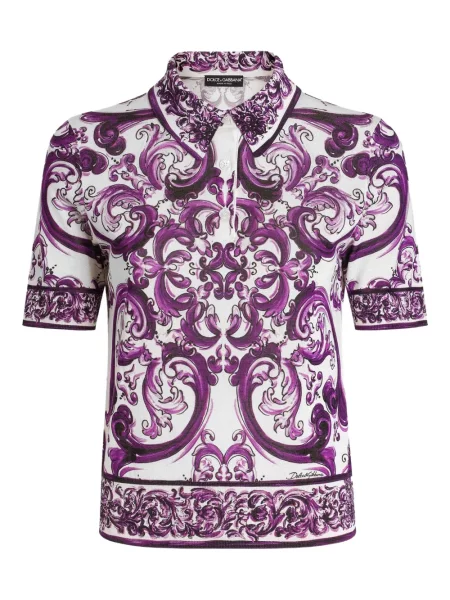 Polo Dolce & Gabbana de mătase cu imagine alb