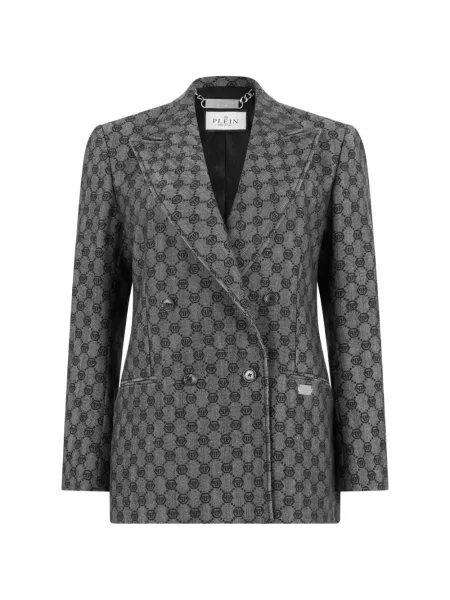 Sacou Philipp Plein cu două rânduri de nasturi negru