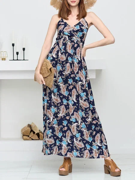 Rochie maxi Resti de costum albastru