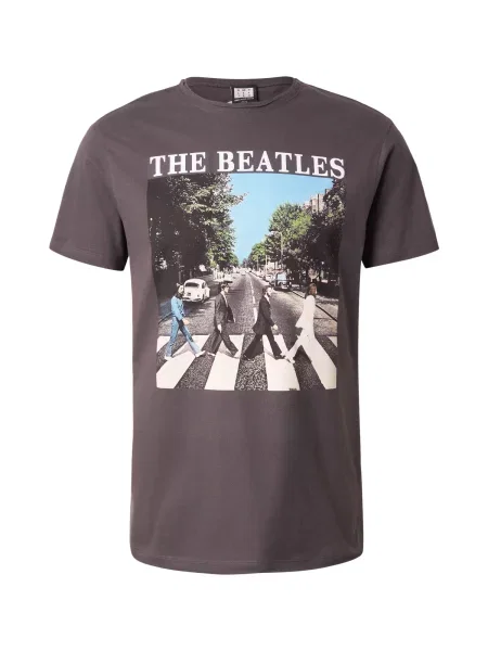 AMPLIFIED Tricou THE BEATLES ABBEY ROAD albastru deschis / gri metalic / verde smarald alb