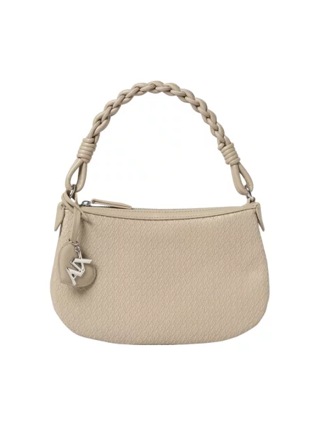 Torebka Emporio Armani skórzana z logo beżowa