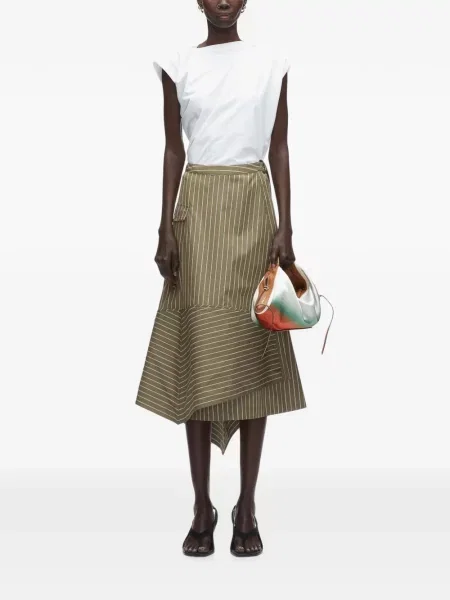 Fustă 3.1 Phillip Lim cu dungi asimetrică verde