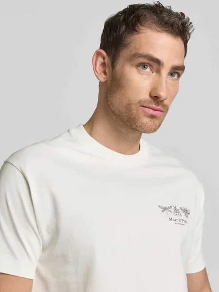 T-shirt o kroju relaxed fit z czystej bawełny Marc O'polo biała