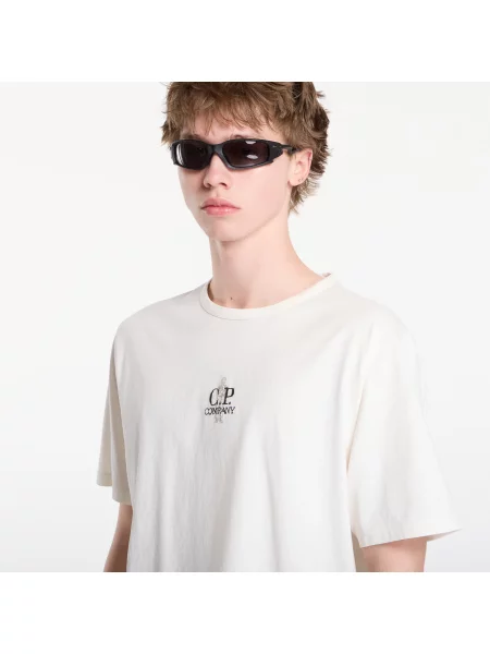 Jersey majica C.p. Company z vezenjem s kratkimi rokavi bela