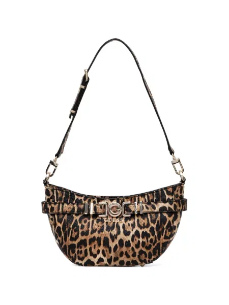 Geantă shopper Guess cu imagine cu model leopard cu cataramă maro