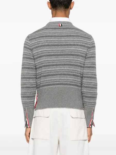Pulover Thom Browne din jacard gri