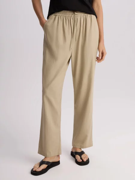 Штани повсякденні DIVERSE льон/віскоза бежевий