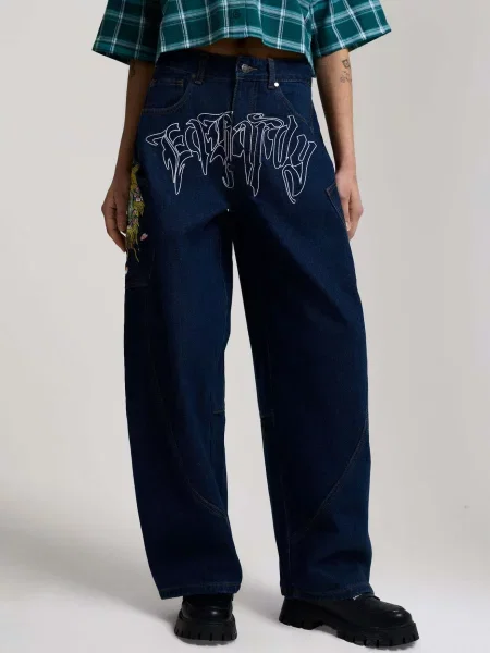 Ed Hardy Džínsy Gothic Skull indigo