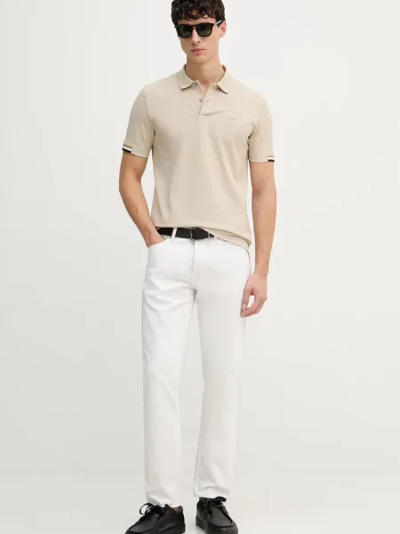 Tricou polo Boss bej