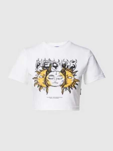 T-shirt krótki z nadrukiem z motywem model ‘Face the Sun’ Pequs