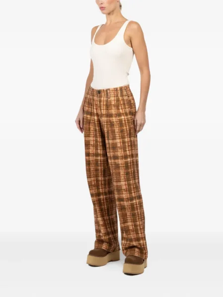 Pantaloni R13 în carouri plisate maro