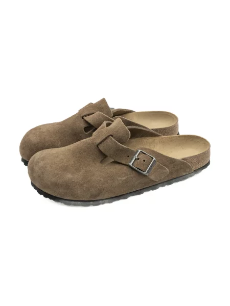 Klapki Birkenstock zamszowe plecione brązowe