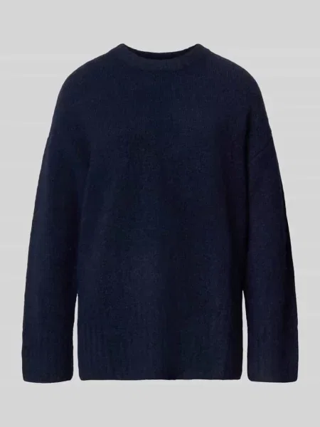 Sweter z prążkowanymi wykończeniami Pieces granatowy