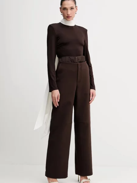 Rotate pantaloni lat high waist maro