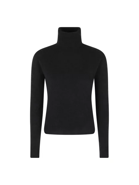 Lniany sweter z golfem Roberto Collina czarny