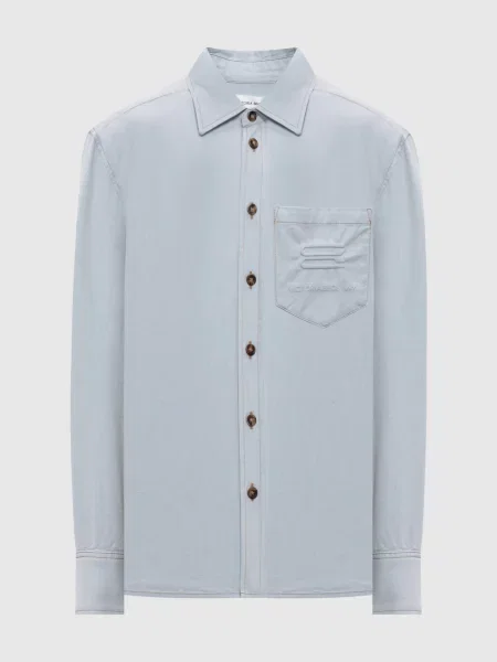 Джинсова сорочка з фактурним логотипом Victoria Beckham блакитна