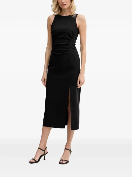 Rochie midi Sisley cu volane negru