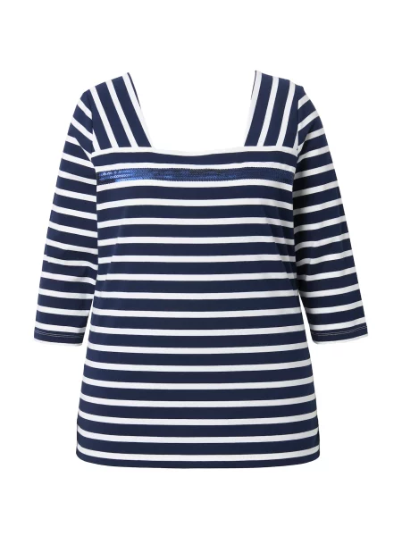 Ulla Popken Tricou albastru marin alb