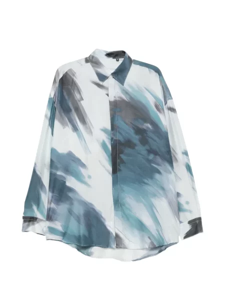 Lung cămașă Costumein cu imagine cu imprimeu abstract alb