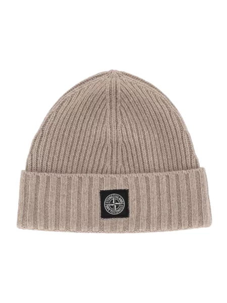 Czapka Stone Island wełniana z kamieniami beżowa