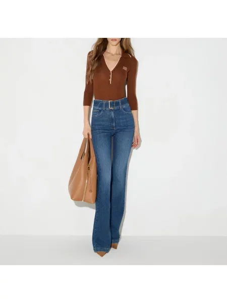 Sweter Elisabetta Franchi wełniany brązowy