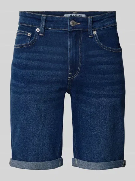 Szorty jeansowe o kroju regular fit z mieszanki bawełny Only & Sons niebieskie