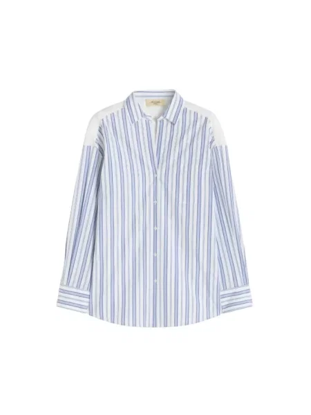 Koszula Weekend Max Mara w paski z paskiem niebieska