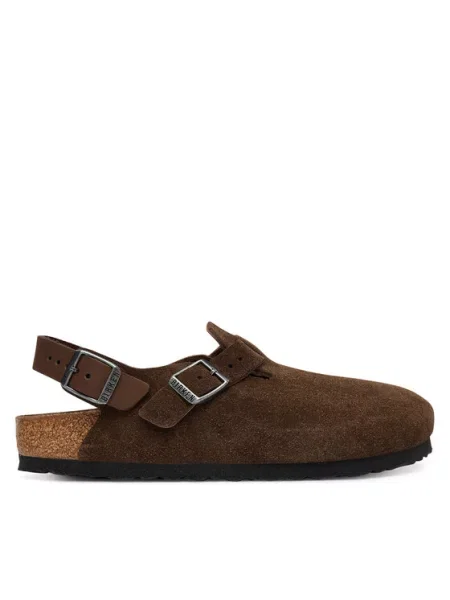 Birkenstock klapki zamszowe Tokio brązowe