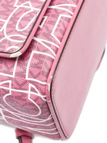 Rucsac Michael Kors din piele cu autograf roz