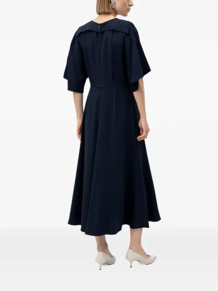 Lung rochie Boss din crep business albastru