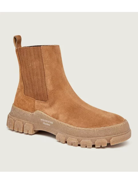 Weekend MaxMara Ghete chelsea Genepi | piele întoarsă maro
