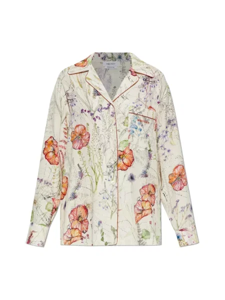 Koszula Alexander Mcqueen w kwiatki beżowa