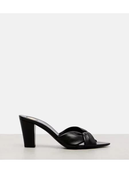 Papuci tip mules Saint Laurent din piele negru