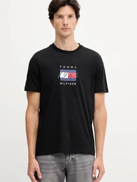 Тениска Tommy Hilfiger с принт черно