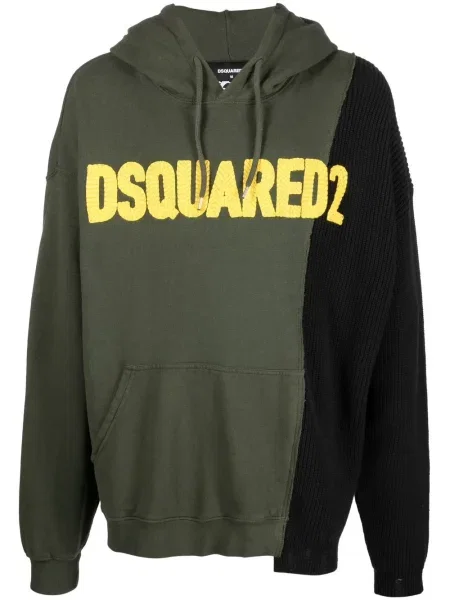Суичър с качулка Dsquared2 закърпени зелено