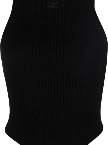Dzianinowa podkoszulka Courreges prążkowana czarna