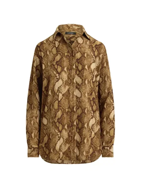 Cămașă Lauren Ralph Lauren cu imagine maro