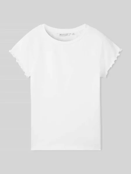 T-shirt o kroju slim fit z prążkowanej dzianiny Tom Tailor Denim biała