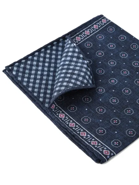 Fular Brunello Cucinelli de mătase cu imprimeu geometric albastru