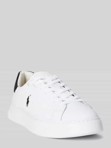 Sneakersy Low ze skóry bydlęcej nappa z detalem z logo Polo Ralph Lauren białe