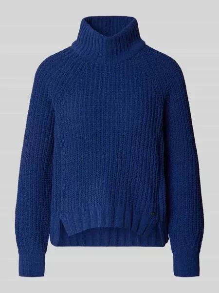 Sweter z dzianiny o kroju regular fit ze stójką Monari granatowy