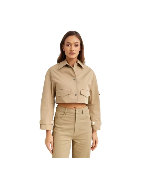 Kurtka koszulowa Nanushka beżowa