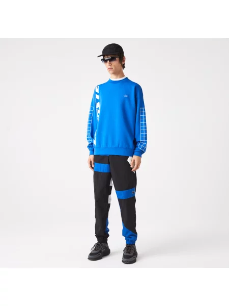 Lacoste Patchworkowe Wodoodporne Spodnie Dresowe granatowe