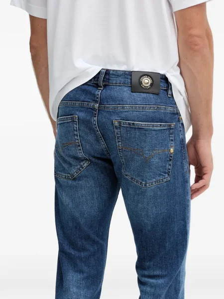 Blugi Versace Jeans Couture cu autograf albastru